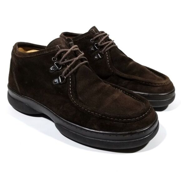 J CREW English Dark Brown Suede Leather Moc Toe Low Top Lace Up Boots Mens 10.5 - Picture 3 of 8